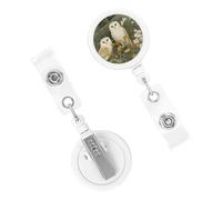 Retractable Badge Holder Cute Nursing Badge Reel Heavy Duty Badge Clip with Keychain Barn Owl ID Card Holders Clip-on Name Badge Tag for Office Worker Doctor Nurse Teacher