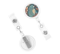 Retractable Badge Holder Cute Nursing Badge Reel Heavy Duty Badge Clip with Keychain Bear in the Forest ID Card Holders Clip-on Name Badge Tag for Office Worker Doctor Nurse Teacher