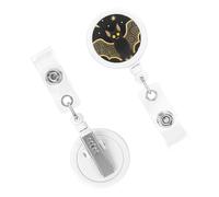 Retractable Badge Holder Cute Nursing Badge Reel Heavy Duty Badge Clip with Keychain Black Gloden Bat ID Card Holders Clip-on Name Badge Tag for Office Worker Doctor Nurse Teacher