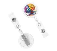 Retractable Badge Holder Cute Nursing Badge Reel Heavy Duty Badge Clip with Keychain Brain Image ID Card Holders Clip-on Name Badge Tag for Office Worker Doctor Nurse Teacher