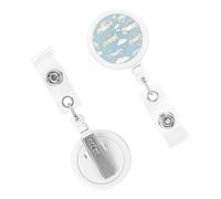 Retractable Badge Holder Cute Nursing Badge Reel Heavy Duty Badge Clip with Keychain Car Pattern Blue ID Card Holders Clip-on Name Badge Tag for Office Worker Doctor Nurse Teacher