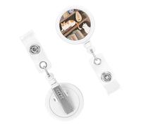 Retractable Badge Holder Cute Nursing Badge Reel Heavy Duty Badge Clip with Keychain Cat on the Shelf ID Card Holders Clip-on Name Badge Tag for Office Worker Doctor Nurse Teacher