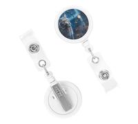 Retractable Badge Holder Cute Nursing Badge Reel Heavy Duty Badge Clip with Keychain Female Lynx ID Card Holders Clip-on Name Badge Tag for Office Worker Doctor Nurse Teacher