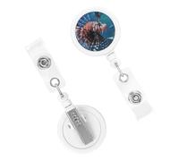 Retractable Badge Holder Cute Nursing Badge Reel Heavy Duty Badge Clip with Keychain Fish in Fish Tank ID Card Holders Clip-on Name Badge Tag for Office Worker Doctor Nurse Teacher