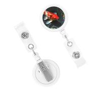 Retractable Badge Holder Cute Nursing Badge Reel Heavy Duty Badge Clip with Keychain Fish in Pond ID Card Holders Clip-on Name Badge Tag for Office Worker Doctor Nurse Teacher