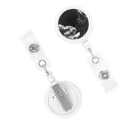 Retractable Badge Holder Cute Nursing Badge Reel Heavy Duty Badge Clip with Keychain Give Rabbit Clip Art ID Card Holders Clip-on Name Badge Tag for Office Worker Doctor Nurse Teacher