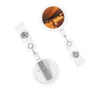 Retractable Badge Holder Cute Nursing Badge Reel Heavy Duty Badge Clip with Keychain Hay Bales ID Card Holders Clip-on Name Badge Tag for Office Worker Doctor Nurse Teacher