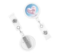 Retractable Badge Holder Cute Nursing Badge Reel Heavy Duty Badge Clip with Keychain Heart Shaped Cloud ID Card Holders Clip-on Name Badge Tag for Office Worker Doctor Nurse Teacher