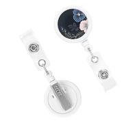 Retractable Badge Holder Cute Nursing Badge Reel Heavy Duty Badge Clip with Keychain Leaves of Hibiscus ID Card Holders Clip-on Name Badge Tag for Office Worker Doctor Nurse Teacher
