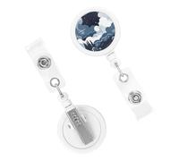 Retractable Badge Holder Cute Nursing Badge Reel Heavy Duty Badge Clip with Keychain Lightning in the Sky ID Card Holders Clip-on Name Badge Tag for Office Worker Doctor Nurse Teacher