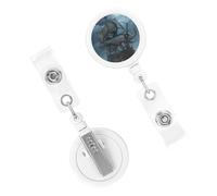 Retractable Badge Holder Cute Nursing Badge Reel Heavy Duty Badge Clip with Keychain Octopus Kraken Pirate Ship Ocean ID Card Holders Clip-on Name Badge Tag for Office Worker Doctor Nurse Teacher