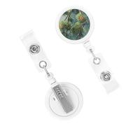 Retractable Badge Holder Cute Nursing Badge Reel Heavy Duty Badge Clip with Keychain Pine Tree Raindrops ID Card Holders Clip-on Name Badge Tag for Office Worker Doctor Nurse Teacher