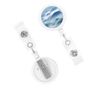 Retractable Badge Holder Cute Nursing Badge Reel Heavy Duty Badge Clip with Keychain Shrouded in Mist ID Card Holders Clip-on Name Badge Tag for Office Worker Doctor Nurse Teacher