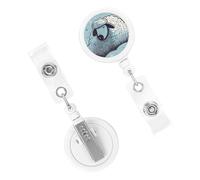Retractable Badge Holder Cute Nursing Badge Reel Heavy Duty Badge Clip with Keychain Sleep Well Hand Drawn ID Card Holders Clip-on Name Badge Tag for Office Worker Doctor Nurse Teacher