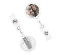 Retractable Badge Holder Cute Nursing Badge Reel Heavy Duty Badge Clip with Keychain Two Macaques Hugging ID Card Holders Clip-on Name Badge Tag for Office Worker Doctor Nurse Teacher