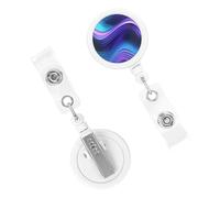 Retractable Badge Holder Cute Nursing Badge Reel Heavy Duty Badge Clip with Keychain Wavy Purple ID Card Holders Clip-on Name Badge Tag for Office Worker Doctor Nurse Teacher