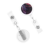 Retractable Badge Holder Cute Nursing Badge Reel Heavy Duty Badge Clip with Keychain Wavy Texture ID Card Holders Clip-on Name Badge Tag for Office Worker Doctor Nurse Teacher