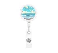Retractable Badge Holder Exquisite Beach Cartoon Print Design for Offices Schools Hospitals