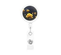 Retractable Badge Holder Exquisite Beautiful Yellow Roses Print Design for Offices Schools Hospitals