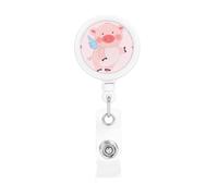 Retractable Badge Holder Exquisite Cartoon Flying Pig Print Design for Offices Schools Hospitals