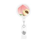 Retractable Badge Holder Exquisite Cartoon Peach Print Design for Offices Schools Hospitals