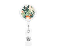 Retractable Badge Holder Exquisite Cartoon Small Green Plant Print Design for Offices Schools Hospitals