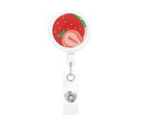 Retractable Badge Holder Exquisite Cartoon Strawberry Print Design for Offices Schools Hospitals