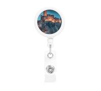 Retractable Badge Holder Exquisite Echoing Valleys Print Design for Offices Schools Hospitals