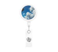 Retractable Badge Holder Exquisite Flying Ship Print Design for Offices Schools Hospitals