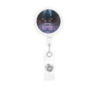 Retractable Badge Holder Exquisite Gorgeous Streets Print Design for Offices Schools Hospitals