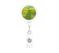 Retractable Badge Holder Exquisite Grassland Paths Print Design for Offices Schools Hospitals