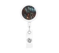 Retractable Badge Holder Exquisite Holy Reverence Print Design for Offices Schools Hospitals