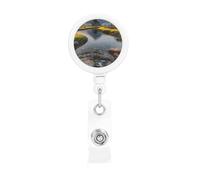 Retractable Badge Holder Exquisite Rapeseed Fields Print Design for Offices Schools Hospitals