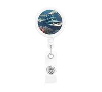 Retractable Badge Holder Exquisite Sharks Under the sea Print Design for Offices Schools Hospitals