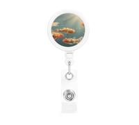 Retractable Badge Holder Exquisite Strange Little Fish Print Design for Offices Schools Hospitals