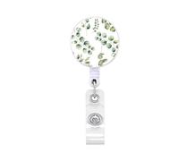 Retractable Badge Holder for Nurse Doctor Student Teacher Rotating Flower Print Badge Holder with Metal Clip for Office Spring Loaded