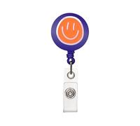 Retractable Badge Holder for Nurse Doctor Student Teacher Rotating Smiling Face Badge Holder with Metal Pocket Clip Wear Resistant Resin for Daily Use