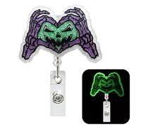 Retractable Badge Holder Halloween Nurse Badge Reel Nursing Gift for Nurses Alligator Id Badge Clip for Office Doctor Rn Student Women Name Tag Holder Card Accessories Acrylic - Glow in the Dark Skull