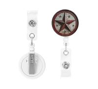 Retractable Badge Holder Heavy Duty Carabiner Badge Reel with Clip American Wastern Texas Star ID Badge Holder Name Card Holder ID Card Holders Keychain Badge Reels for Nurse Doctor Office Worker