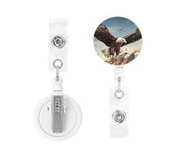 Retractable Badge Holder Heavy Duty Carabiner Badge Reel with Clip an Eagle Flies Over ID Badge Holder Name Card Holder ID Card Holders Keychain Badge Reels for Nurse Doctor Office Worker