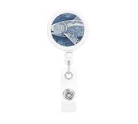 Retractable Badge Holder Heavy Duty Carabiner Badge Reel with Clip Blue Pattern Shark ID Badge Holder Name Card Holder ID Card Holders Keychain Badge Reels for Nurse Doctor Office Worker