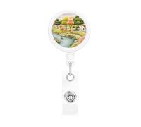 Retractable Badge Holder Heavy Duty Carabiner Badge Reel with Clip Country Lifestyle ID Badge Holder Name Card Holder ID Card Holders Keychain Badge Reels for Nurse Doctor Office Worker