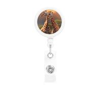 Retractable Badge Holder Heavy Duty Carabiner Badge Reel with Clip Couple Giraffe ID Badge Holder Name Card Holder ID Card Holders Keychain Badge Reels for Nurse Doctor Office Worker