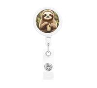 Retractable Badge Holder Heavy Duty Carabiner Badge Reel with Clip Cute Cartoon Sloth ID Badge Holder Name Card Holder ID Card Holders Keychain Badge Reels for Nurse Doctor Office Worker