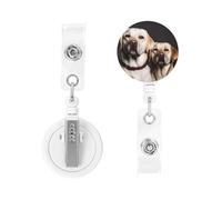 Retractable Badge Holder Heavy Duty Carabiner Badge Reel with Clip Cute Labrador Dog ID Badge Holder Name Card Holder ID Card Holders Keychain Badge Reels for Nurse Doctor Office Worker