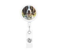 Retractable Badge Holder Heavy Duty Carabiner Badge Reel with Clip Cute Springer Spaniel ID Badge Holder Name Card Holder ID Card Holders Keychain Badge Reels for Nurse Doctor Office Worker