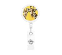 Retractable Badge Holder Heavy Duty Carabiner Badge Reel with Clip Giraffe on Yellow Background ID Badge Holder Name Card Holder ID Card Holders Keychain Badge Reels for Nurse Doctor Office Worker