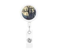 Retractable Badge Holder Heavy Duty Carabiner Badge Reel with Clip Halloween Night Dead Tree ID Badge Holder Name Card Holder ID Card Holders Keychain Badge Reels for Nurse Doctor Office Worker