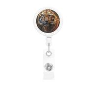 Retractable Badge Holder Heavy Duty Carabiner Badge Reel with Clip Leopard in The Woods ID Badge Holder Name Card Holder ID Card Holders Keychain Badge Reels for Nurse Doctor Office Worker