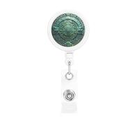 Retractable Badge Holder Heavy Duty Carabiner Badge Reel with Clip Mayan Calendar End of The World ID Badge Holder Name Card Holder ID Card Holders Keychain Badge Reels for Nurse Doctor Office Worker